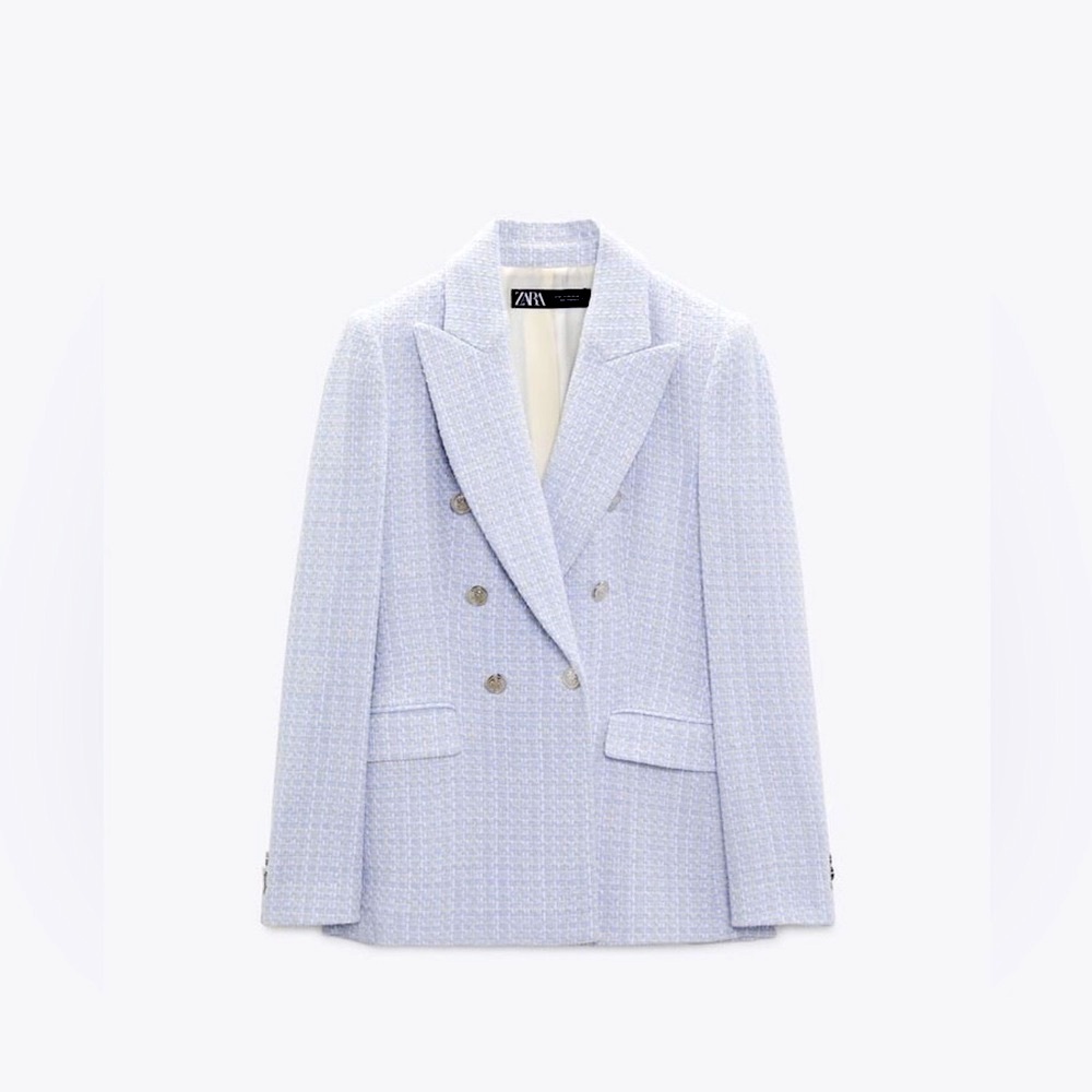 ZARA Textured Double-Breasted Blazer - Picture 7 of 9